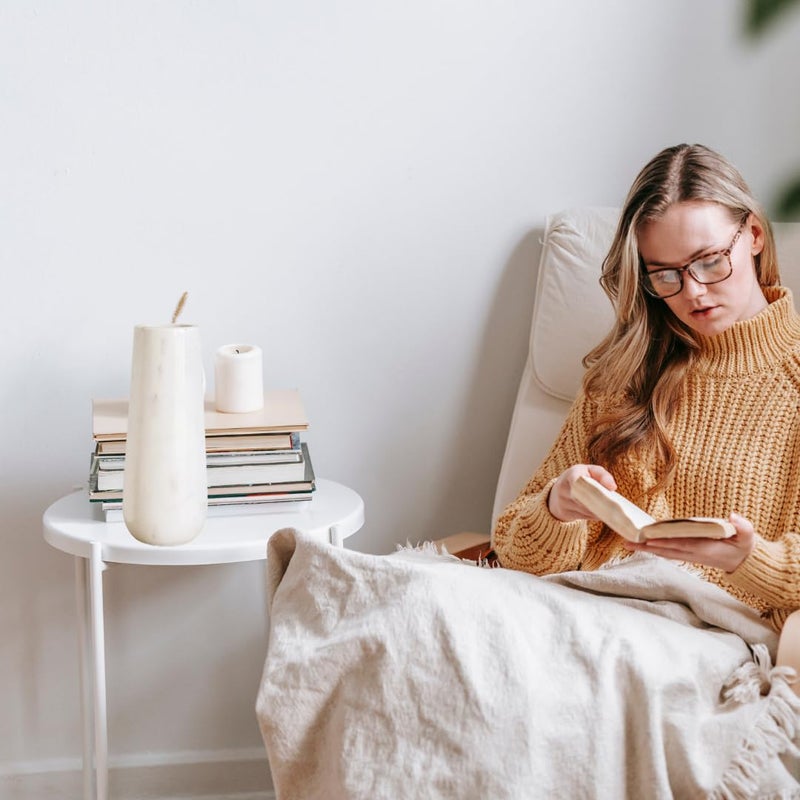 RM Stylish Home Decor Gorgeous Flower Vase Marble Cylinder Vases Decorative Vases for Table Top Natural Floral Vase Finely Polished Stone White Vase 25cm Pack of 1 Peice White - Image 4