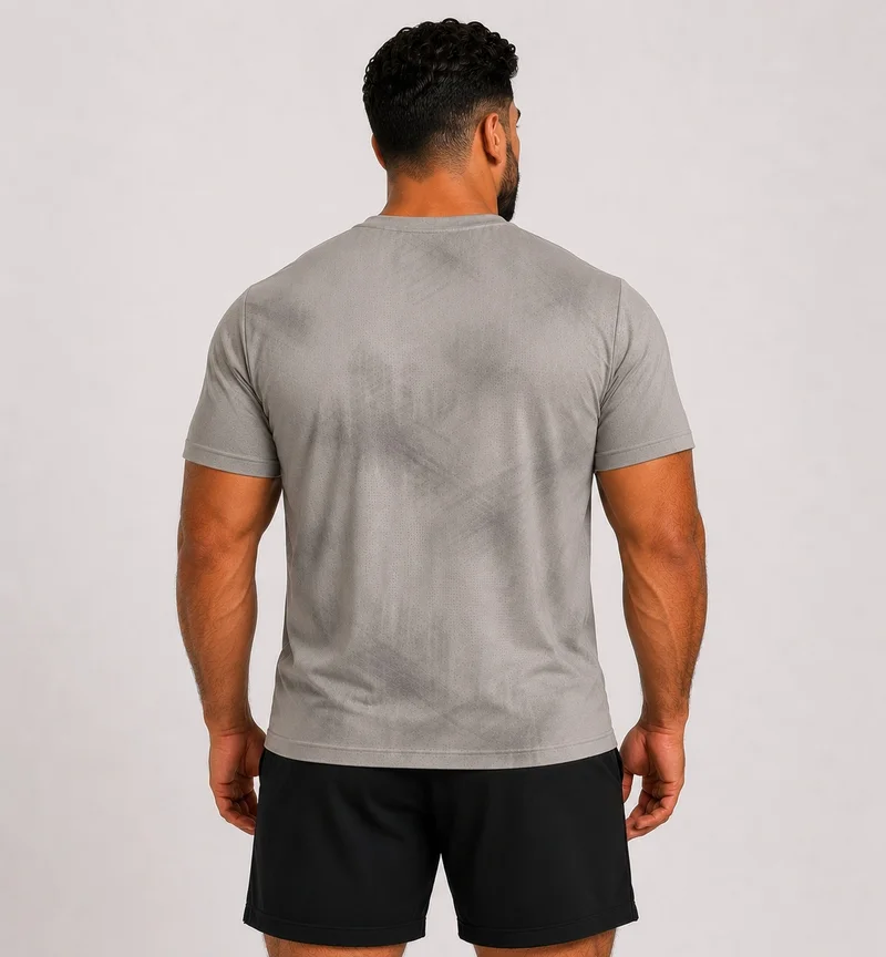 Moveletix Men's Plus Size Training Short Sleeve T-Shirt Grey Ultra Cooling