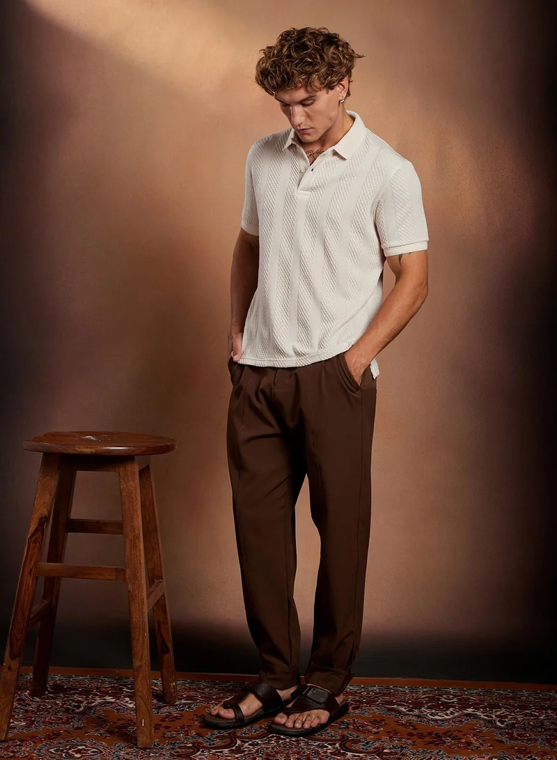Campus Sutra Campus Sutra Men's Daisy White Bi-Panel Polo T-Shirt For Casual Wear | Polo Neck | Short Cuffed Sleeves | Half-Button Closure | T-Shirt Crafted With Comfort Fit For Everyday Wear