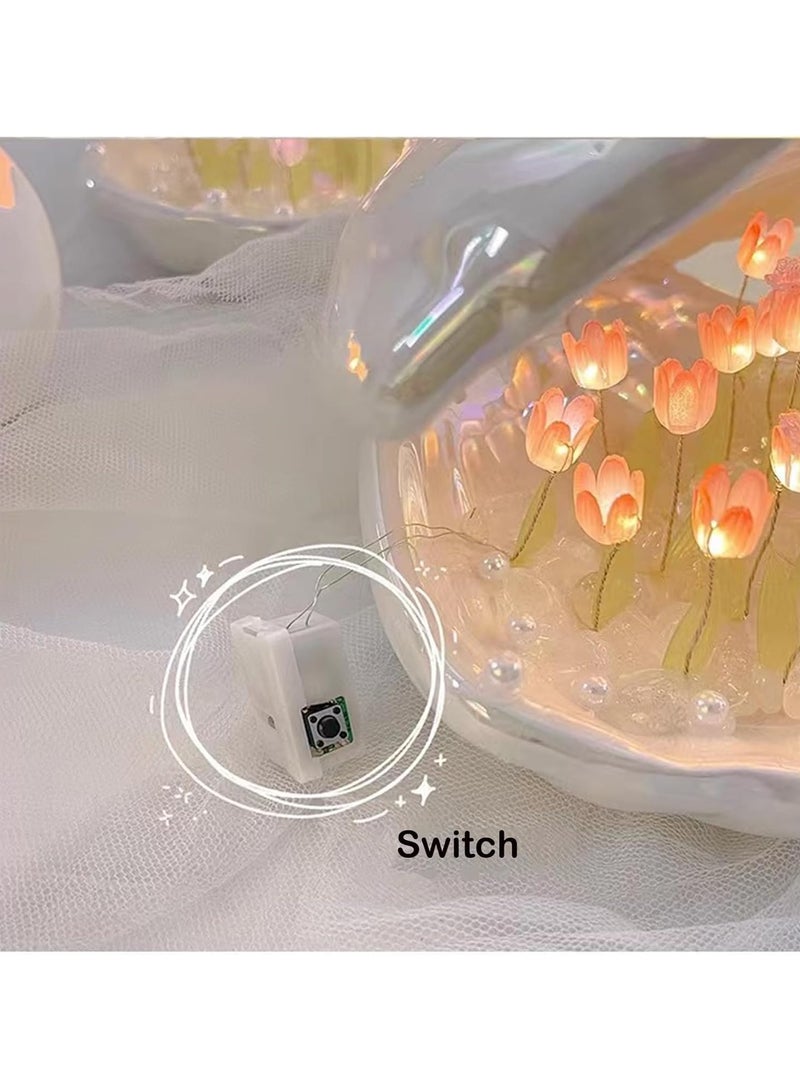 general DIY Tulip Small Lamp, 20 Flowers Seashell Table Lamp, 2 in 1 Portable LED Handmade Bedroom Decoration Creative Gift for Teenage Girls, Friends, Children, Birthday, Mothers - Image 3