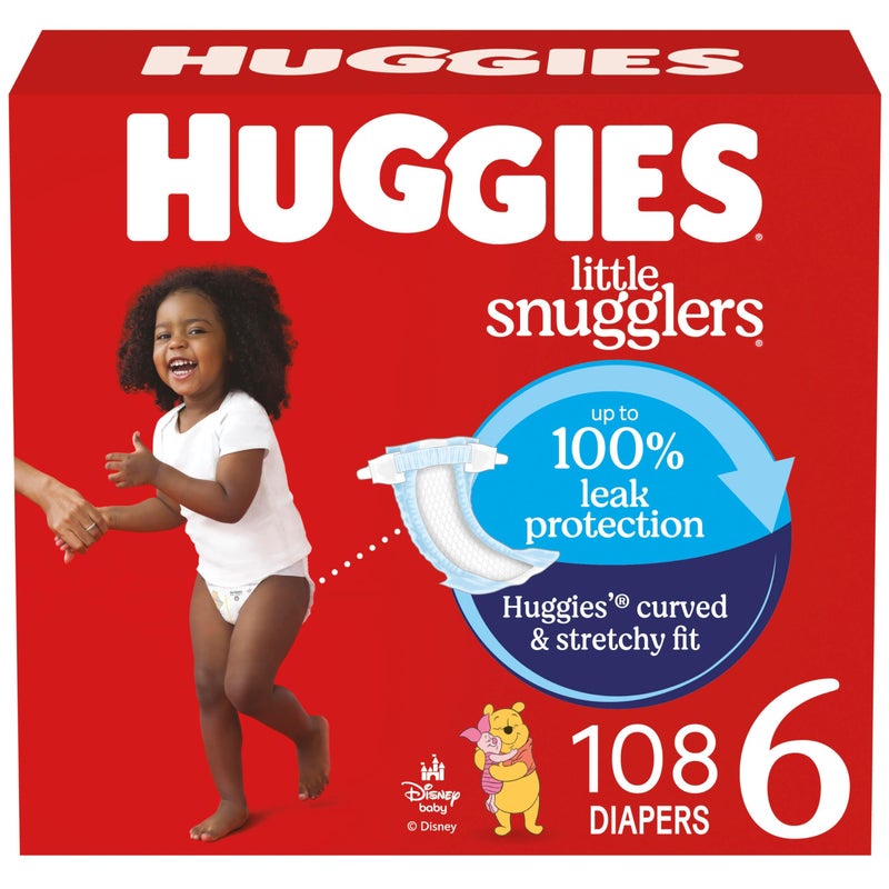 Huggies Size 6 Diapers Little Snugglers Baby Diapers Size 6 35 lbs 108 Count 2 Packs of 54 Packaging May Vary - Image 2