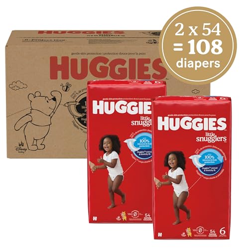 Huggies Size 6 Diapers Little Snugglers Baby Diapers Size 6 35 lbs 108 Count 2 Packs of 54 Packaging May Vary - Image 3