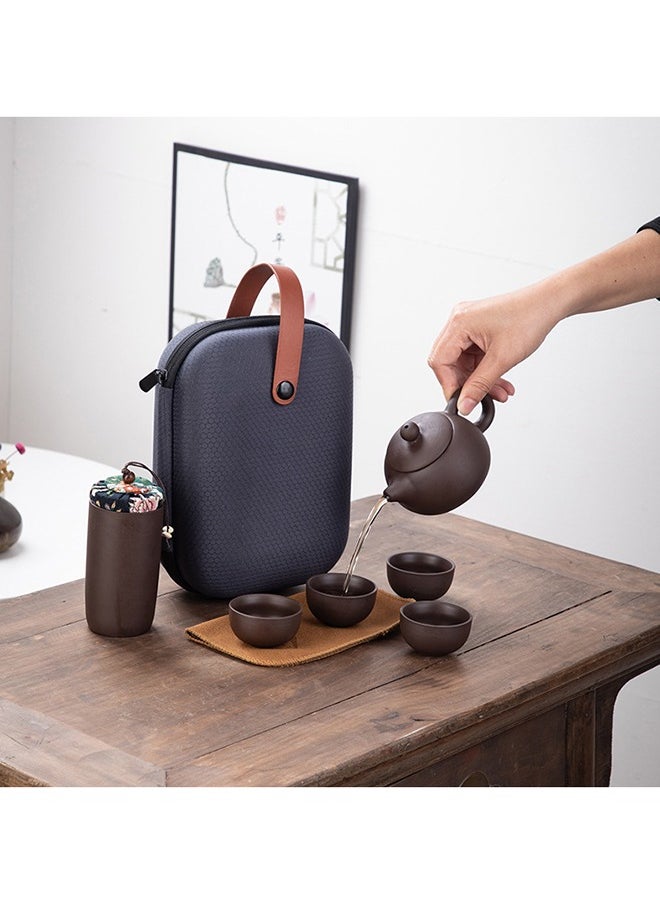 Chinese Kung Fu Portable Handmade Ceramic Zisha Tea Cup All-in-One Gift Set