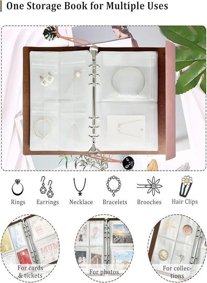 Bitnex كتاب منظم مجوهرات Bitnex، منظم مجوهرات للسفر، مجموعة كتب تخزين مجوهرات شفافة مع 60 جيبًا، كتاب تخزين أقراط شفاف للسفر، مجلد مجوهرات للقلائد والخواتم والأقراط - Image 5