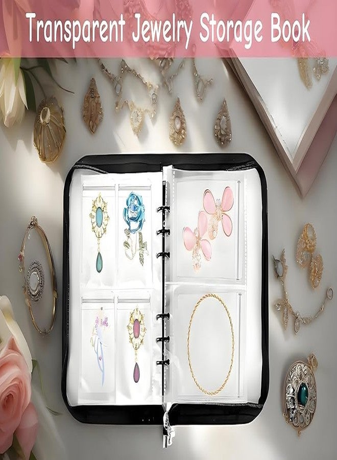 Bitnex كتاب منظم مجوهرات Bitnex، منظم مجوهرات للسفر، مجموعة كتب تخزين مجوهرات شفافة مع 60 جيبًا، كتاب تخزين أقراط شفاف للسفر، مجلد مجوهرات للقلائد والخواتم والأقراط - Image 4