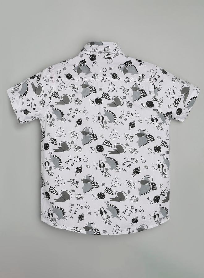 Infinity Kids White Dinosaur Print Short Sleeve Shirt - Image 3