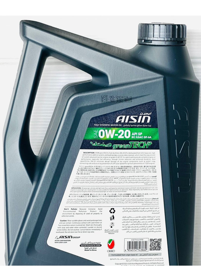 AISIN 0W-20 Fully Synthetic Engine Oil 4ltr - Image 2