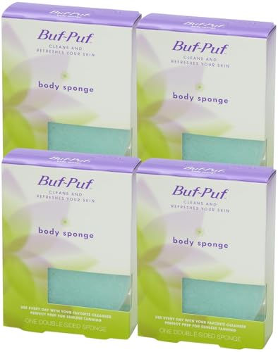 Buf-Puf Body Sponge, Bath Sponge, Dermatologist Developed, Cleanses Skin of Dirt, and Excess Oil, Reusable, Exfoliating, 4 Count - Image 1
