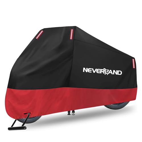 NEVERLAND Motorcycle Cover Waterproof Outdoor, 300D Motorcycle Cover Heavy Duty Outdoor All Season Protection, Universal Motorbike Cover with Night Reflective, Lock-Holes, Storage Bag (Up to 86") - Image 1