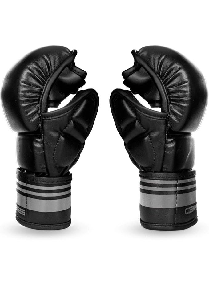 سنابول قفازات سانابول كور MMA للرجال والنساء، ٧ أونصة، فنون قتالية مختلطة MMA، تدريب على السجال والمصارعة، قفازات كيك بوكسينغ مبطنة، أسود/فضي - Image 4