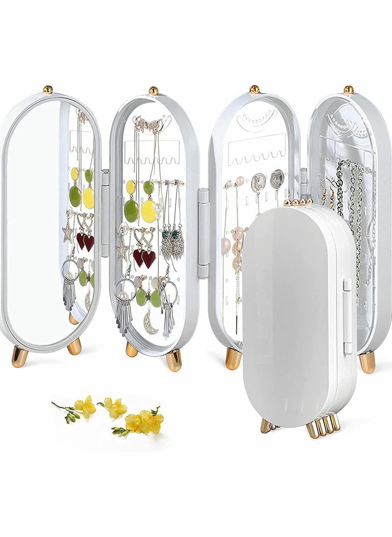 Y&D - Small Earring Holder Stand, Organizer Box Foldable, Display Storage ,153 Holes For Dangle Earrings and 21 Grooves for Necklaces, Jewelry Case Gift Women Girls - Image 1