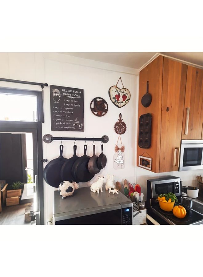 خطافات حديدية ثقيلة من الحديد الزهر بقفل أمان، أسود، 6 قطع، مقاوم للصدأ، تركيب على الحائط - Image 5