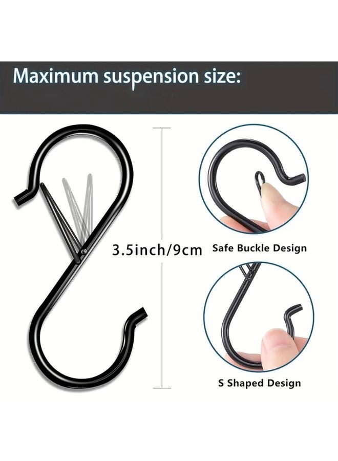 خطافات حديدية ثقيلة من الحديد الزهر بقفل أمان، أسود، 6 قطع، مقاوم للصدأ، تركيب على الحائط - Image 4