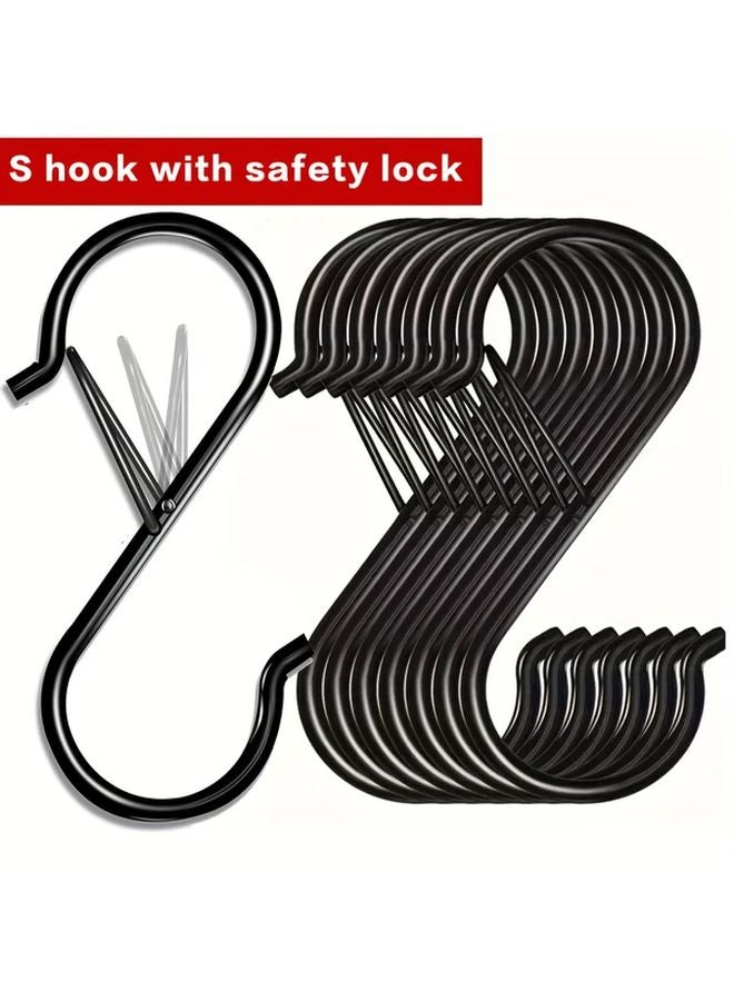 خطافات حديدية ثقيلة من الحديد الزهر بقفل أمان، أسود، 6 قطع، مقاوم للصدأ، تركيب على الحائط - Image 2