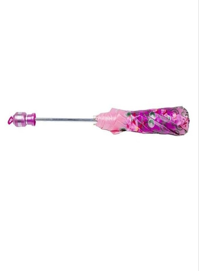 Century Ladies 2-Fold Manual Hand Open Umbrella - 21” x 8K Frame, 180T Polyester Satin Print Fabric with Fancy Virgin Plastic Handle Rain Protection Umbrella - Image 5