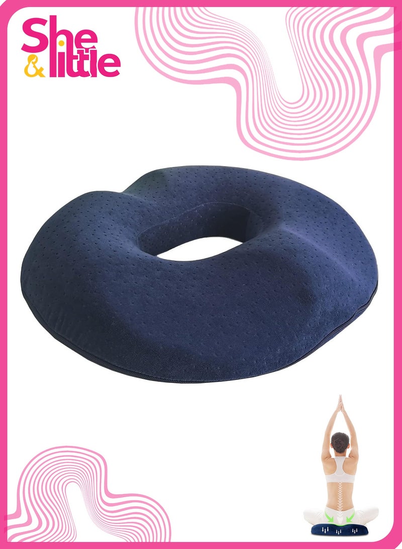 She&Little Postpartum Ergonomic Seat Cushion for Tailbone Pain Relief ,  Memory Foam Chair Pillow for  Postpartum, Sciatica , Coccyx Support Cushion for Office, Car, Wheelchair （Blue） - Image 1