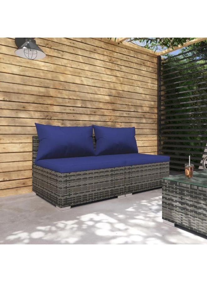 vidaxl vidaXL 2 Piece Garden Lounge Set with Cushions Poly Rattan Grey  - Image 1