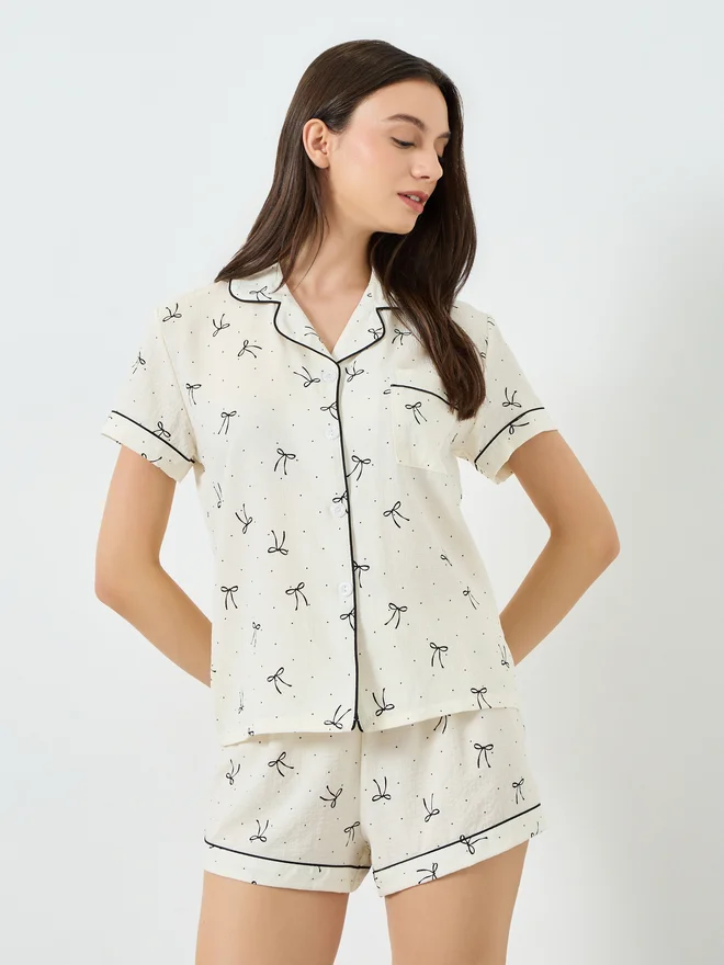 Styli Styli All-Over Print Short Sleeve Shirt and Shorts Pyjama Set