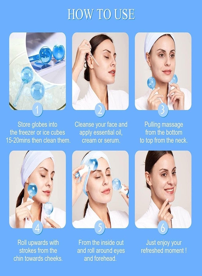 Fennec Mart Facial Ice Globe Roller Ball Cooling Face Massage Tool for Puffiness, Eye Bags, Wrinkles & Anti-Aging Soothing Cryo Face Roller for Firming & Glowing Skin (Blue) - Image 4