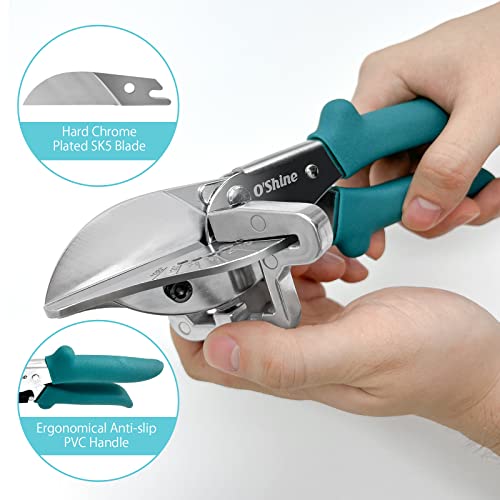 OSHINE O’Shine Miter Shears for Angular Cutting Molding Crafting,Shoe Molding Cutter Tool,45-135 Degree Multi Angle Trim Cutter Hand Tool for Soft Wood PVC, an Extra Blade with Sheath Included - Image 2
