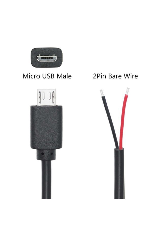 Maixbomr Short Micro USB Male 2 Pin Bare Wire,30cm/11.8in Micro USB to Open End Pigtail Power Cable Easy Soldering,Micro USB 22AWG 3A for Micro USB Equipment Installed or Replace Repair DIY Cable(4Pcs) - Image 3