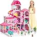 Doloowee Dollhouses for Girls Housetoys with Furniture 4 Floor 10 Rooms DIY House Slide Accessories Toddler Playhouse with 2 Princesses Toys for for 3 4 5 6 7 8 9 10 Year Old Girls - Image 3