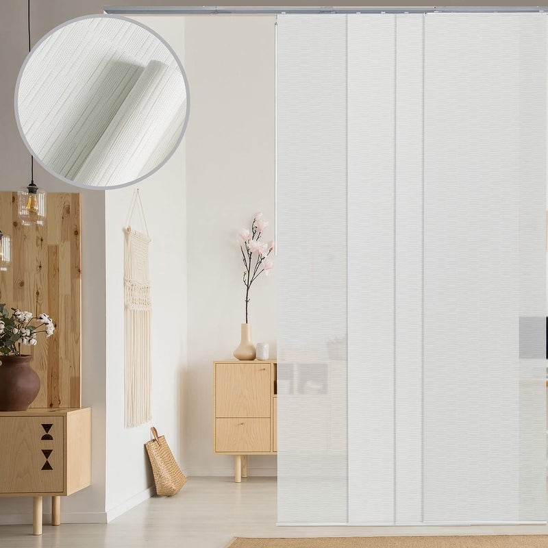 GoDear Design GoDear Design Adjustable Sliding Room Dividers Panel Blinds Vertical Window Blinds Door Blinds Extendable Track from 458 to 86 W Trimmable Panel Curtains Up to 96 Semi Privacy Snowdrop 