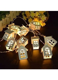 KOSHIYA KOSHIYA Wooden House Shaped White Led String Light 14 pcs String Light Room Decor String Lamps Christmas Party  - Image 4