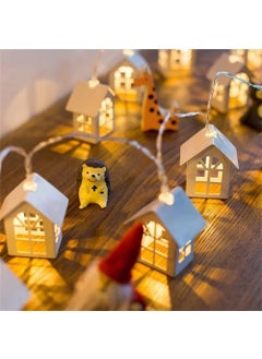KOSHIYA KOSHIYA Wooden House Shaped White Led String Light 14 pcs String Light Room Decor String Lamps Christmas Party  - Image 1