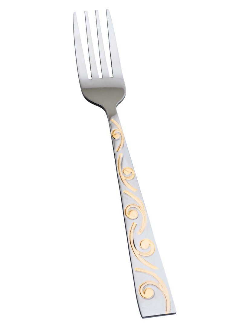 Hic 6-Piece Stainless Steel Dinner Fork Set Silver With Gold - Image 3