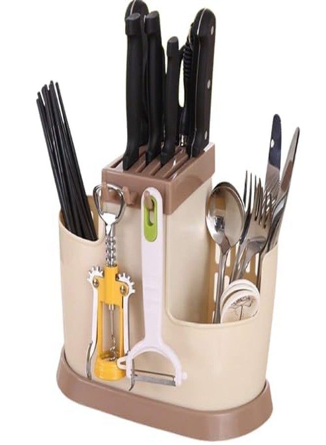 PUHBRHY Chopstick Holder Stand Multi-Functional Organizer Kitchen Tool Cutlery Rack Spoon Stand Chop Sticks Brush with Removable Draining Tray - Image 1