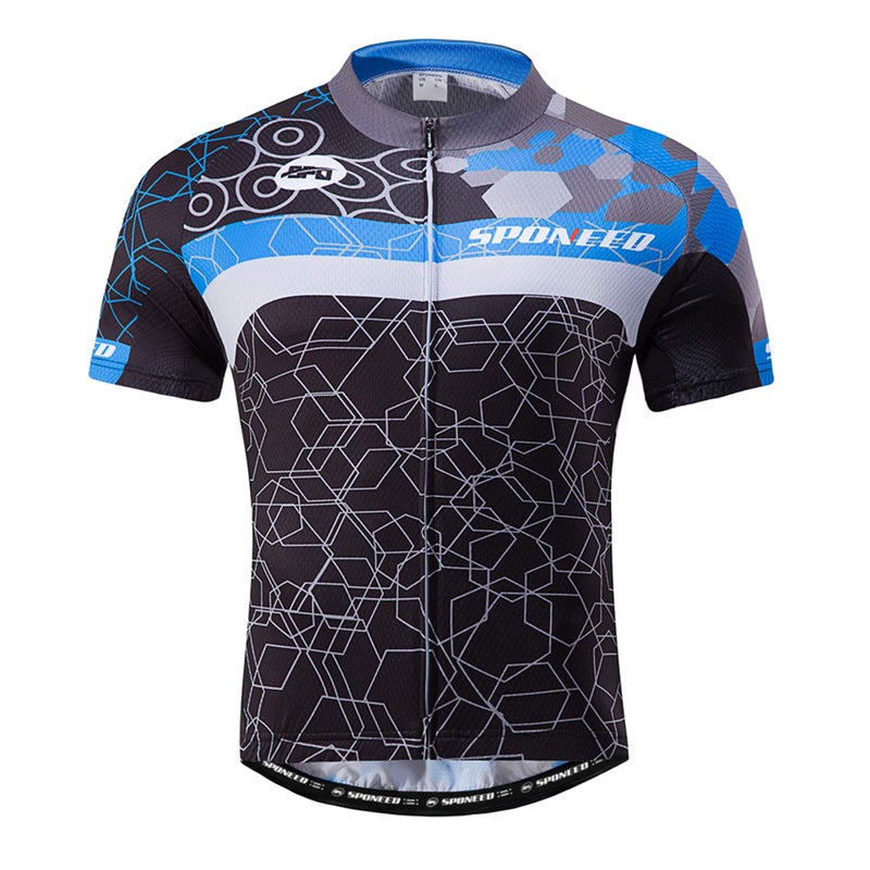 sponeed Cycling Club Shirts Uniform Short Sleeved Biking Jersey for Men Bicycle Tops Camouflage US M Multi Blue - Image 2