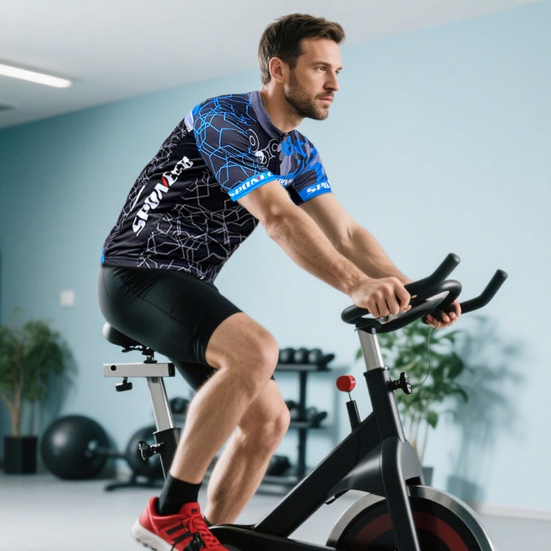 sponeed Cycling Club Shirts Uniform Short Sleeved Biking Jersey for Men Bicycle Tops Camouflage US M Multi Blue - Image 5