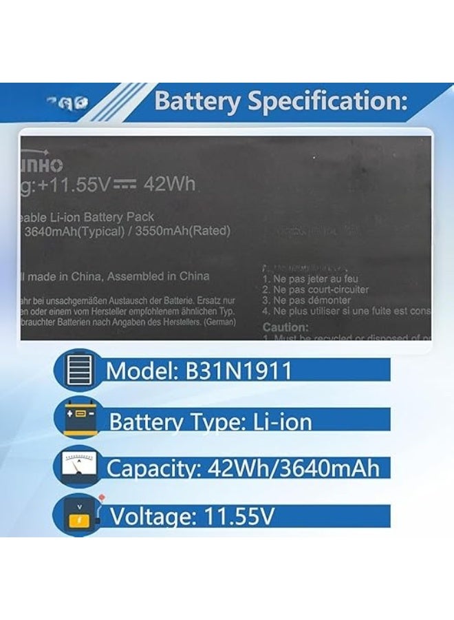AURUNHO B31N1911 C31N1911 11.55V 42Wh Replacement Laptop Battery Compatible with VivoBook Flip 14 TP470, TM420, TP410, X421, F413, X413, K413, M413, X1502VA - Image 2