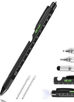 Oasisgalore 9 in 1 Multitool Pen Black Precision Writing, Screwdriver, Ruler, Level,LED flashlight Gifts for Men and Boyfriend  - Image 1