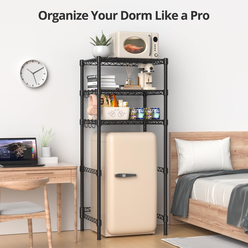 Hodonas 3-Tier Mini Fridge Stand, Adjustable Heavy Duty Storage Shelves, Maximizes Vertical Space for Dorm, Apartment, Kitchen and Office, Organizer Rack for Microwave, Snacks and Appliances, Black - Image 5