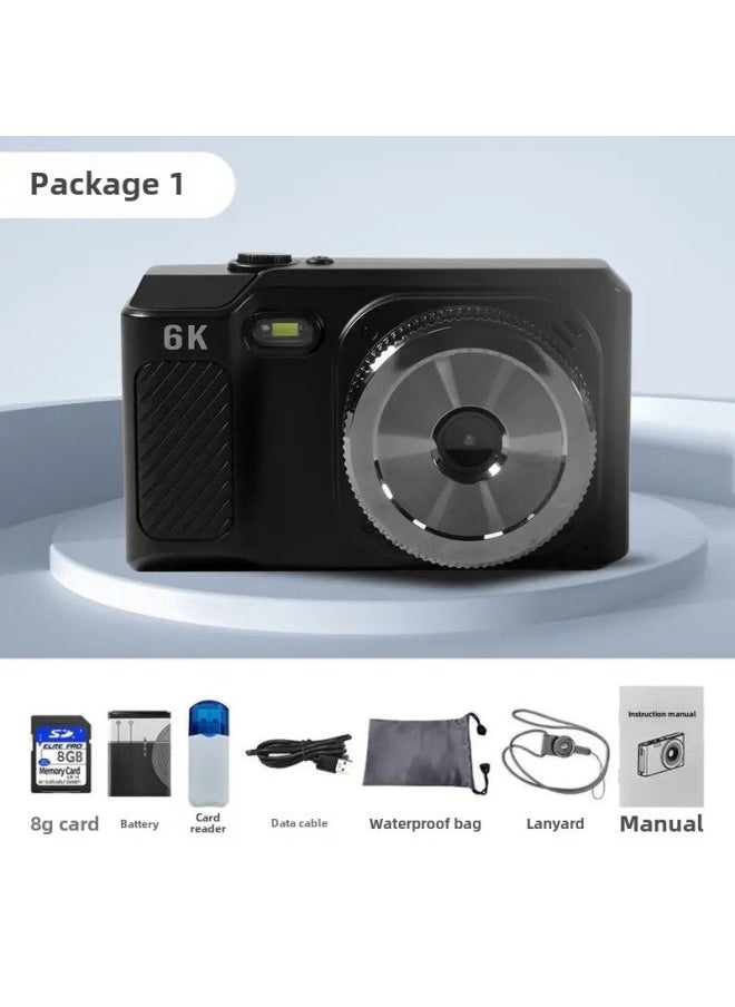 Generic 6800w Pixel Digital Camera Student Party HD Entry Level Portable Camera Retro CCD-Body Color:68.0million Pixel Knight Black  - Package 1  - Image 1