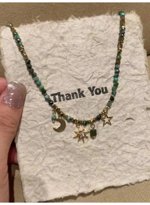 Layered Bohemian Charm Necklace with Celestial Star & Moon Pendants
