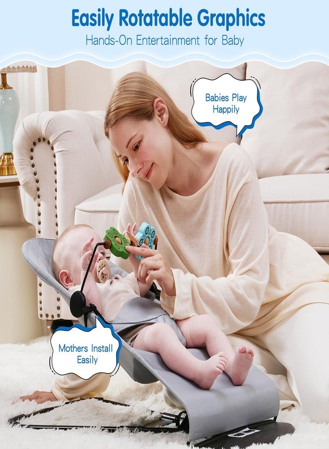 قضيب ألعاب WYFWFDF متوافق مع كرسي هزاز بيبي بيورن، قضيب ألعاب لكرسي هزاز للأطفال، ملحق خشبي متين لكرسي هزاز للأطفال الرضع، ألعاب حسية دوارة، ملحق سهل الاستخدام (أصفر وأبيض) - Image 4