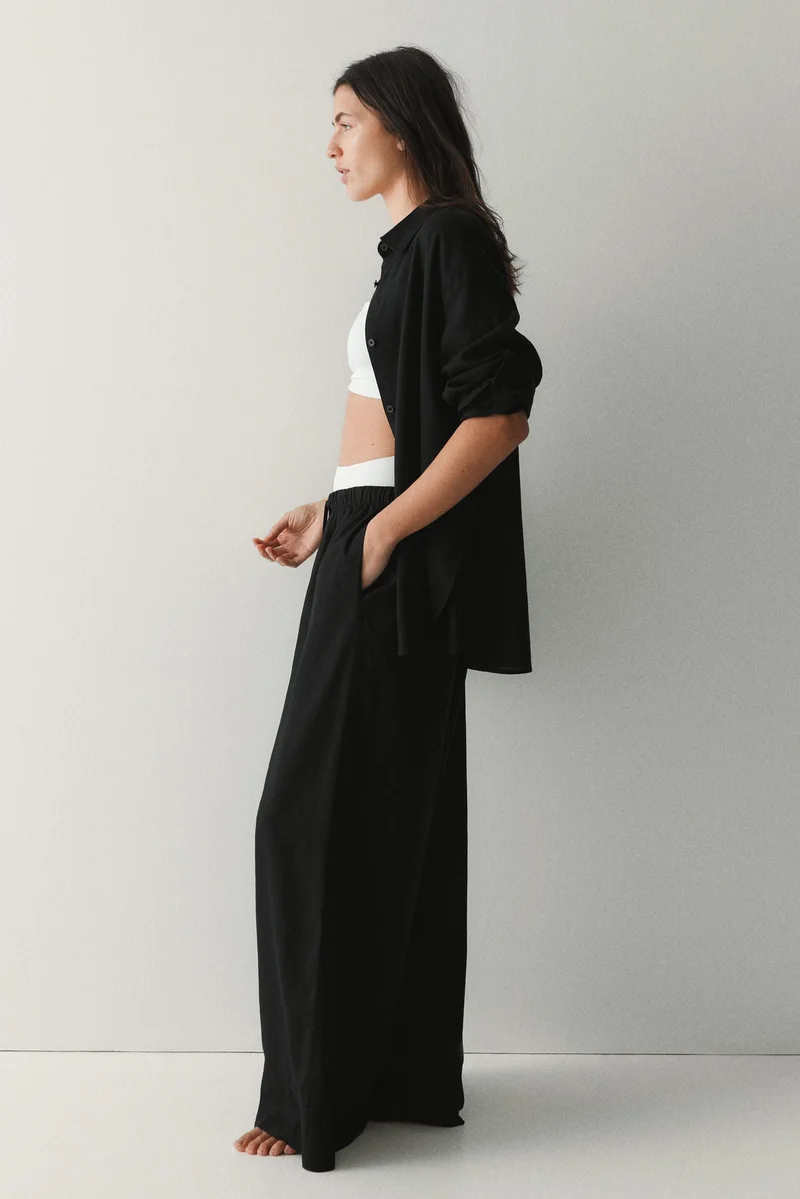 H&M Wide linen-blend trousers