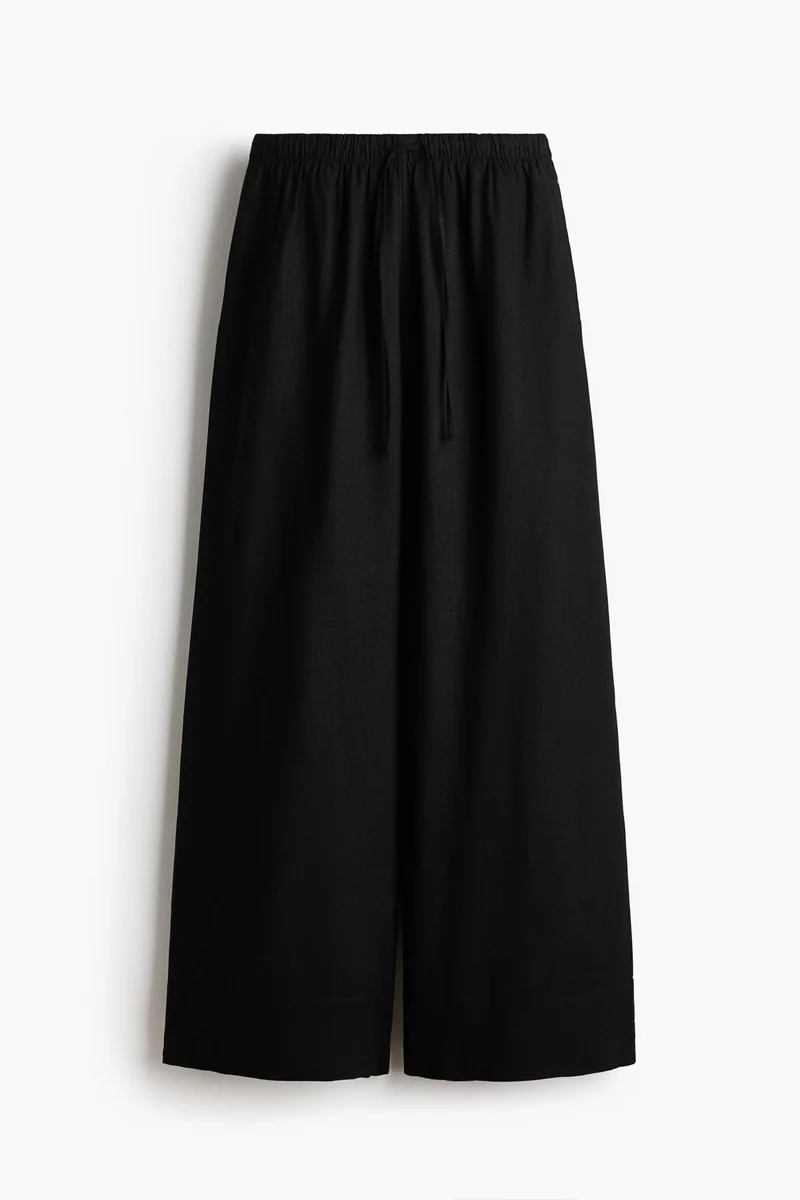 H&M  Wide linen-blend trousers for Women | Best Price UAE