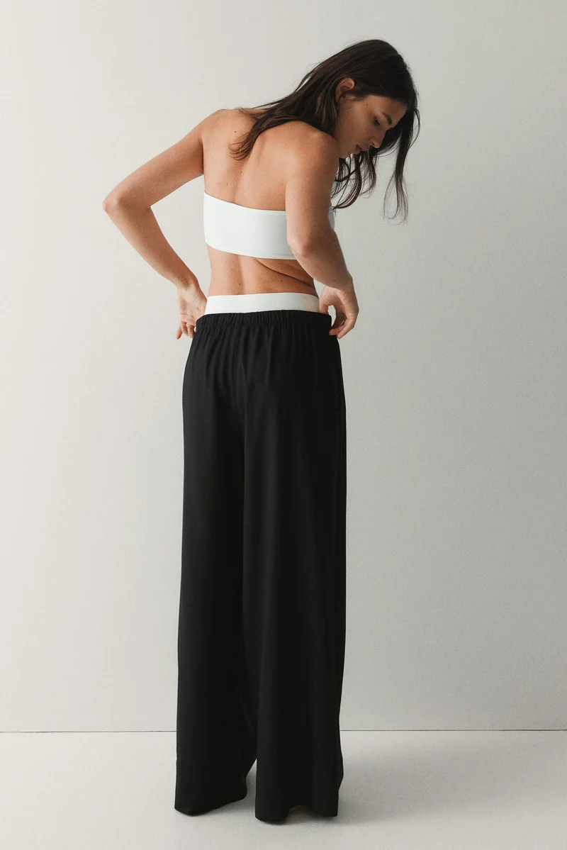 H&M  Wide linen-blend trousers for Women | Best Price UAE