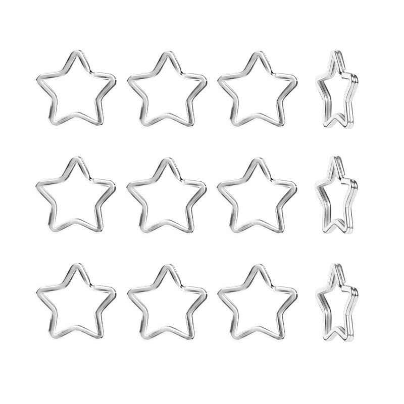 ZoloAJay 12pcs Creative Key Ring Keychain Star Shape Silver Metal Flat Split Key Holder Chains Rings Crafts DIY for Home Car Tag Office Organization Lanyards Keys Attachment Gift - Image 1