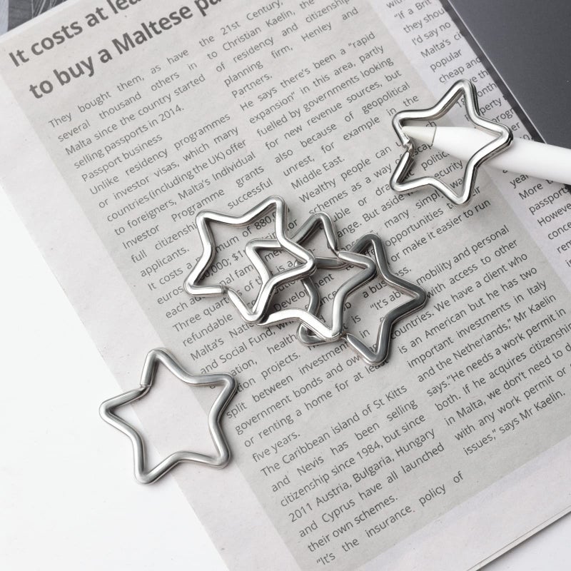 ZoloAJay 12pcs Creative Key Ring Keychain Star Shape Silver Metal Flat Split Key Holder Chains Rings Crafts DIY for Home Car Tag Office Organization Lanyards Keys Attachment Gift - Image 4