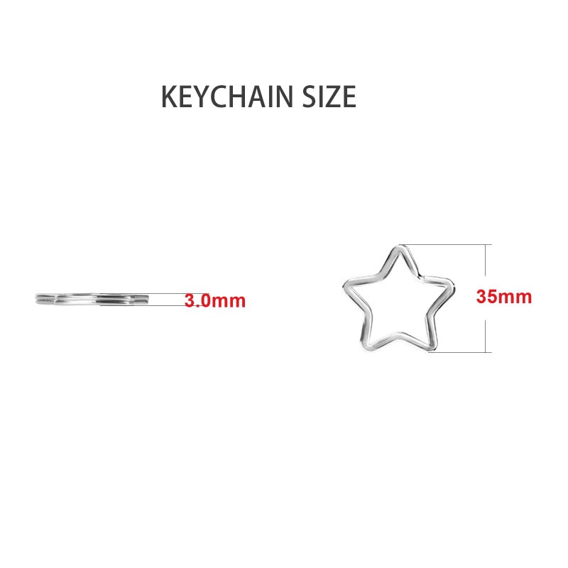 ZoloAJay 12pcs Creative Key Ring Keychain Star Shape Silver Metal Flat Split Key Holder Chains Rings Crafts DIY for Home Car Tag Office Organization Lanyards Keys Attachment Gift - Image 2