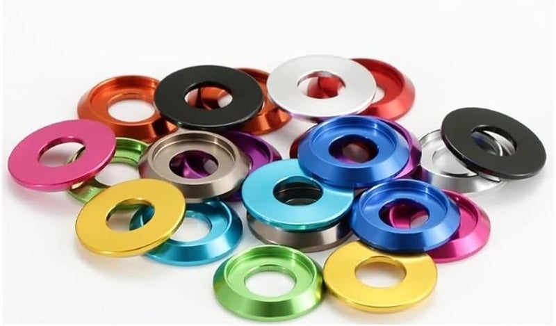 5Pcs M2 M3 M4 M5 M6 M8 Multi-Color Aluminum Alloy Thin Half Round Pan Head Gasket Screw Metal Grooved Gaskets(Orange,M6-5PCS) - Image 1