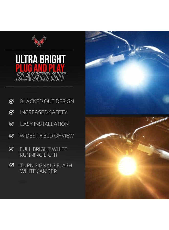 Eagle Lights Generation II Midnight Edition Front 2 Inch LED Turn Signals with White Running Lights (Add Smoked Lenses) for Harley Davidson - Image 3