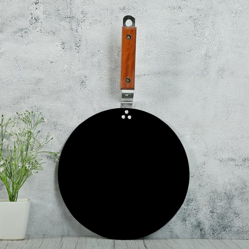 Femora 10 inchs Iron Concave Tawa with Wooden Handle Tawa for Roti Gas Stovetop Compatible Pack of 1 - Image 1