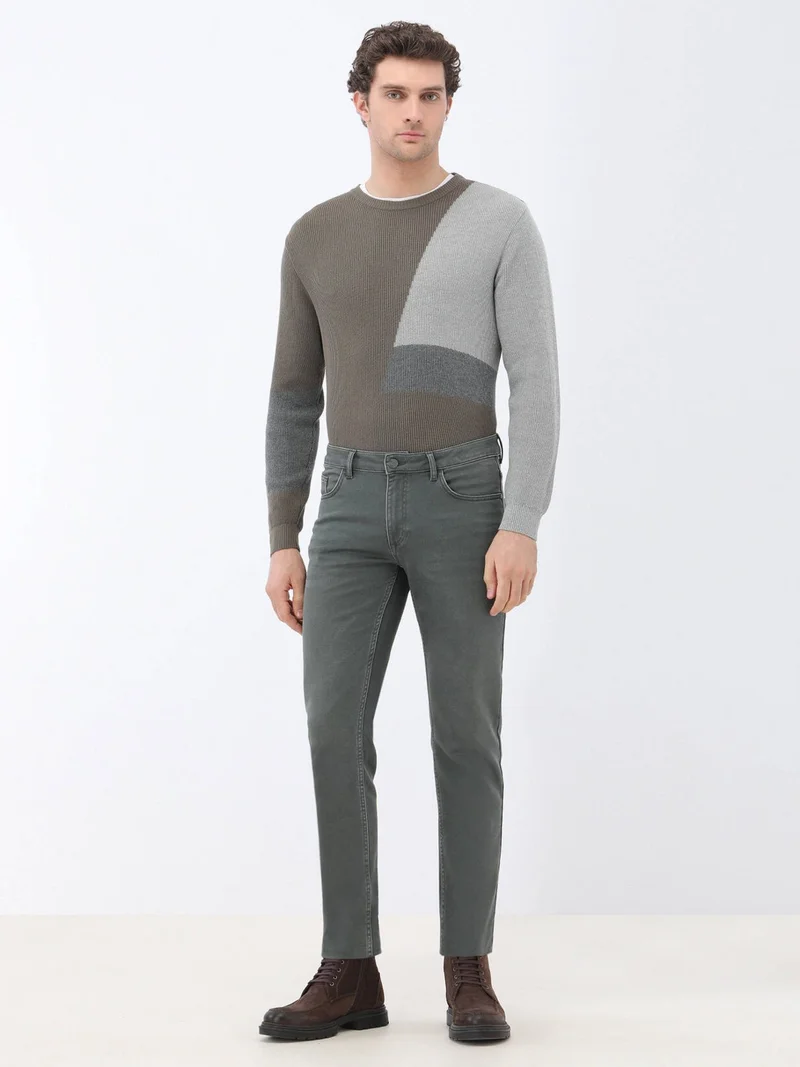 كيب Khaki Slim Fit Denim Cotton Blend Trousers
