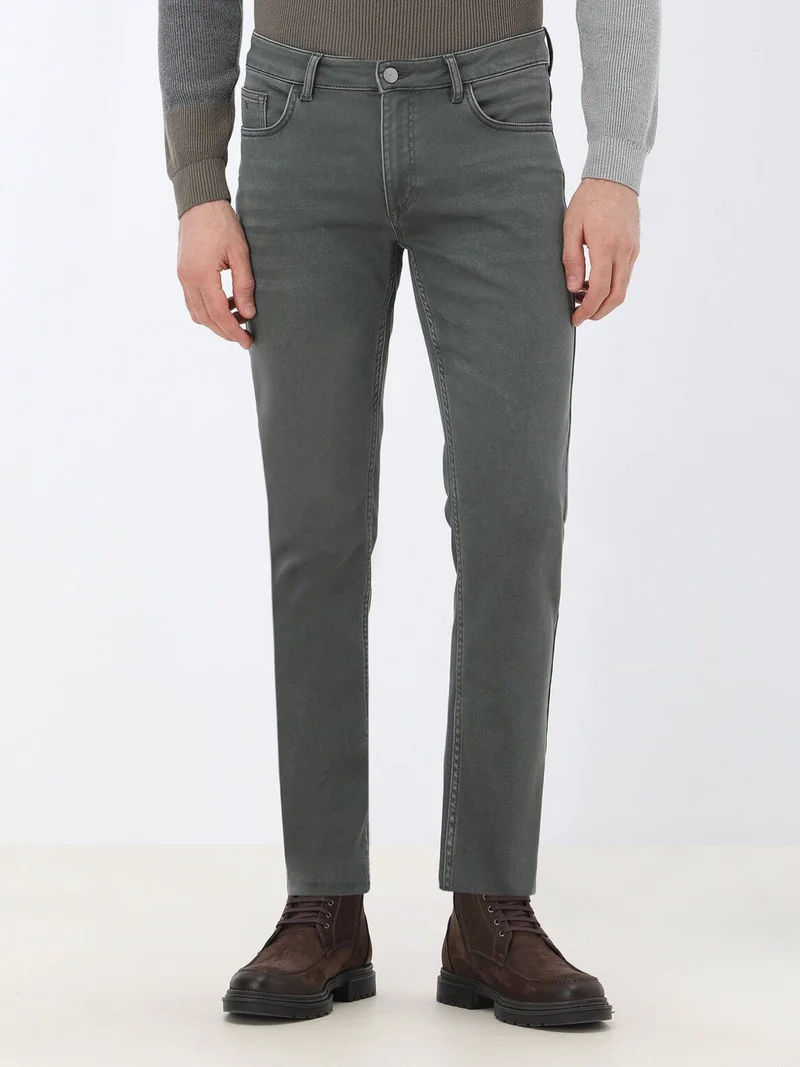 كيب Khaki Slim Fit Denim Cotton Blend Trousers